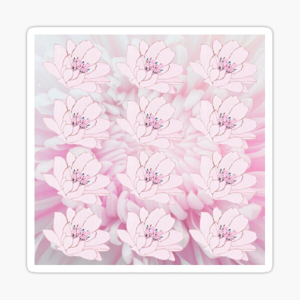 Floral Pink Flowers On Flower Design Sticker