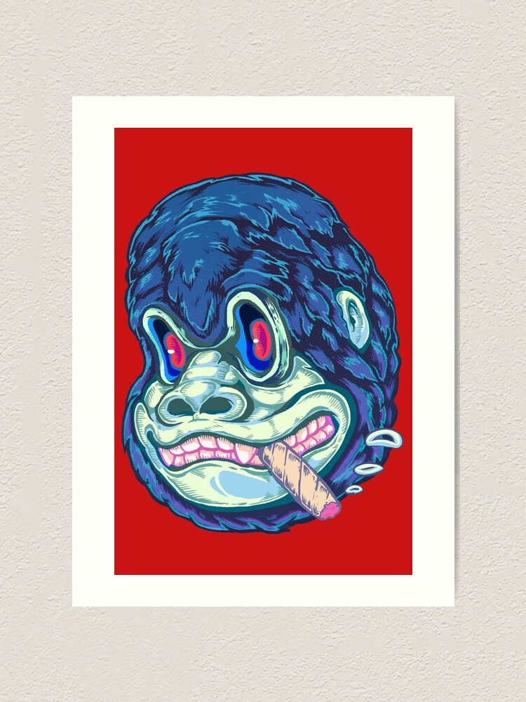 Smoking King Kong Art Print By Villainmazk Redbubble