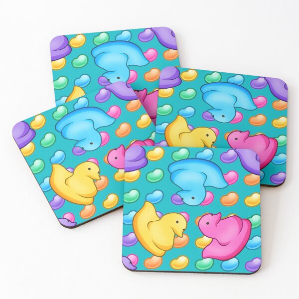 Item preview, Marshmallow Peeps w/ Rainbow Jelly Beans on Teal Easter Peep Chick designed and sold by Zphal.