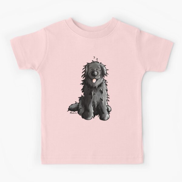 Black Newfoundland Dog Cartoon Kids T-Shirt