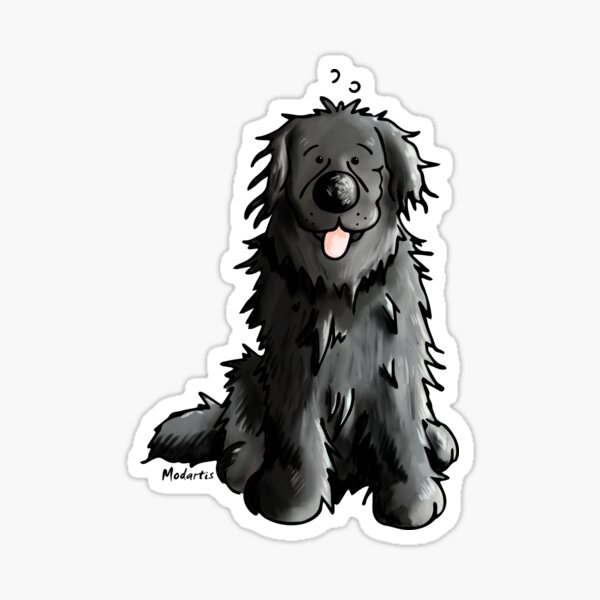 Black Newfoundland Dog Cartoon Sticker