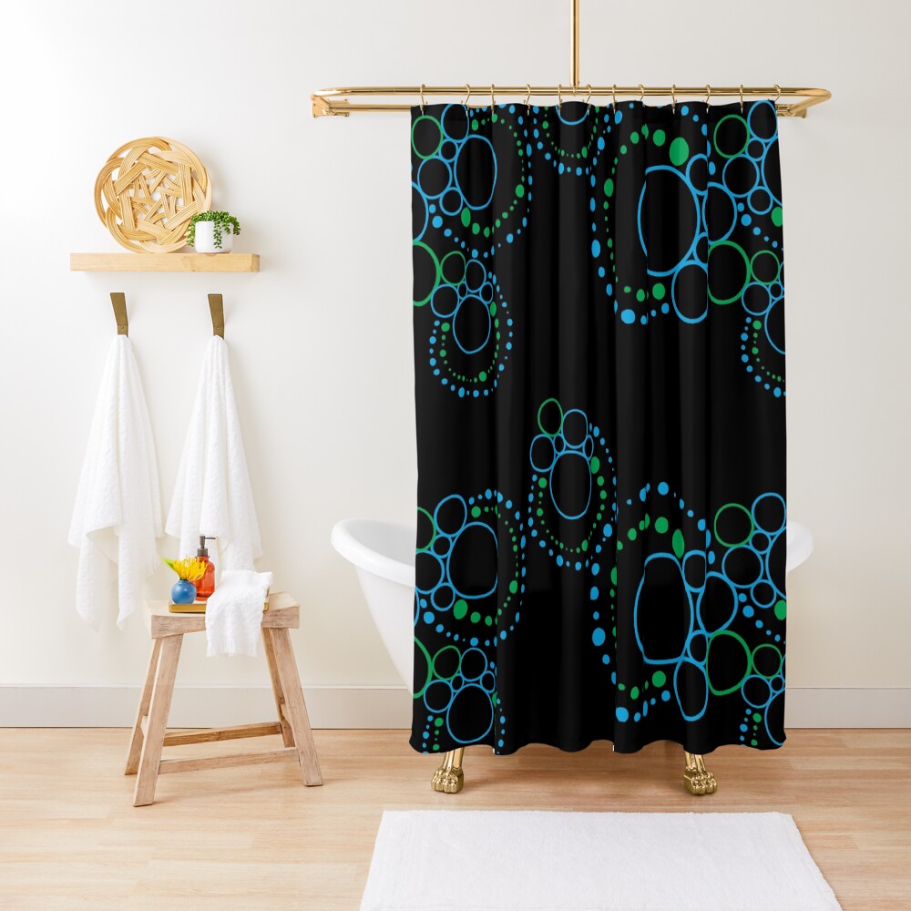 Copy of Green Hand Drawn Abstract Artwork Fashion Pattern Shower Curtain