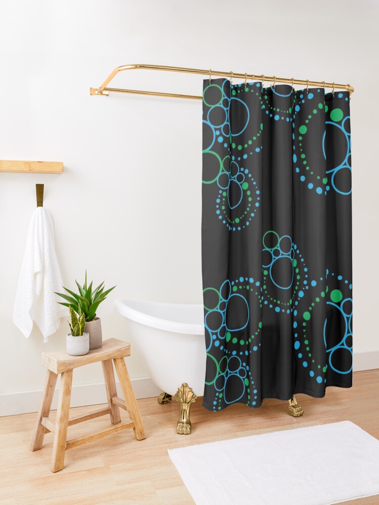 Alternate view of Copy of Green Hand Drawn Abstract Artwork Fashion Pattern Shower Curtain