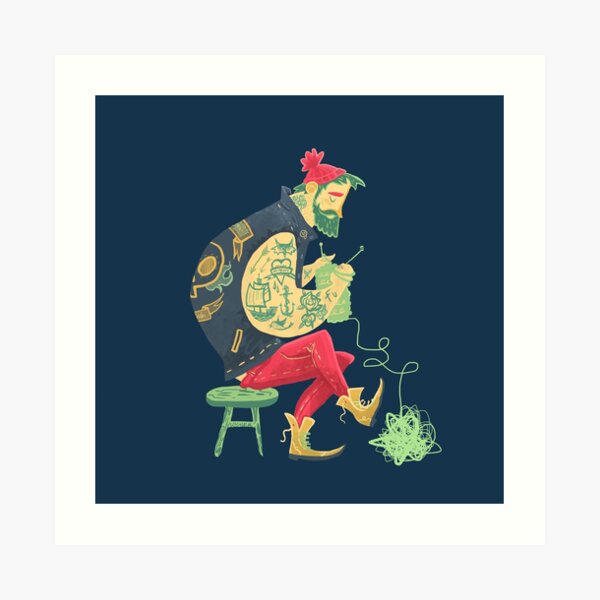 dude knits Art Print