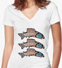 Camiseta entallada de cuello en V Nado corriente arriba