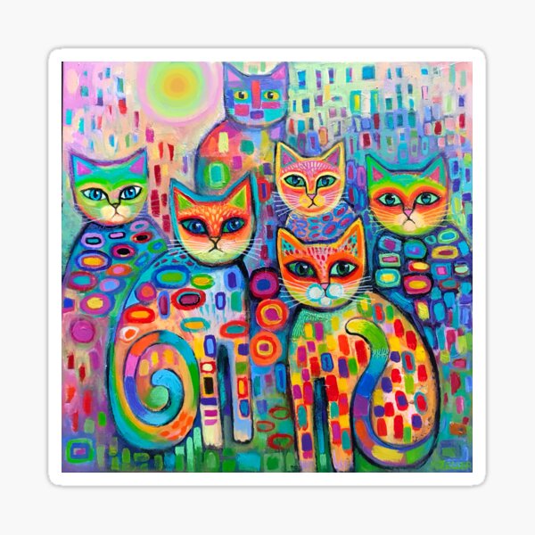Psychedelic cats 2 Sticker