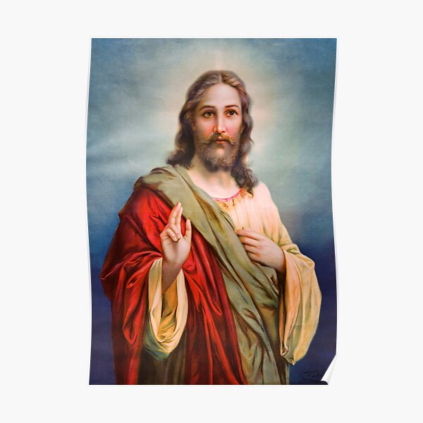 Jesus Blessing Religion Love Christ Catholic Christian Poster