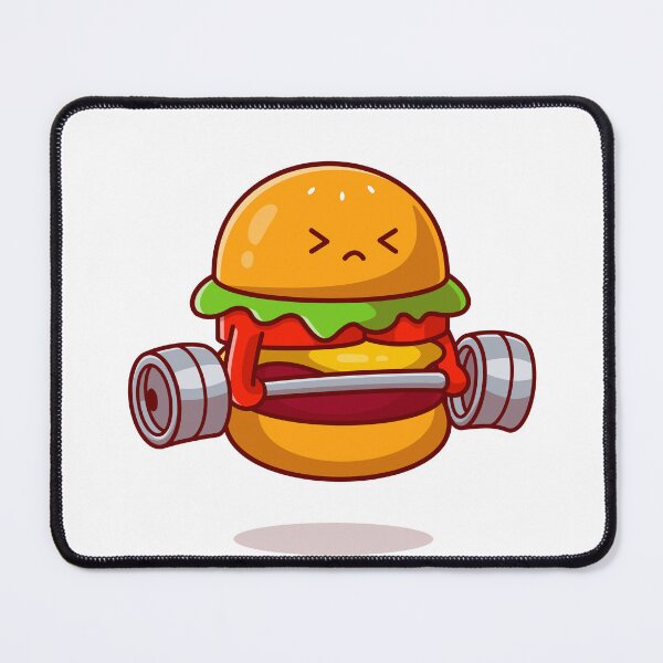 Item preview, Cute burger lifting barbell cartoon designed and sold by Anvin Peeter.