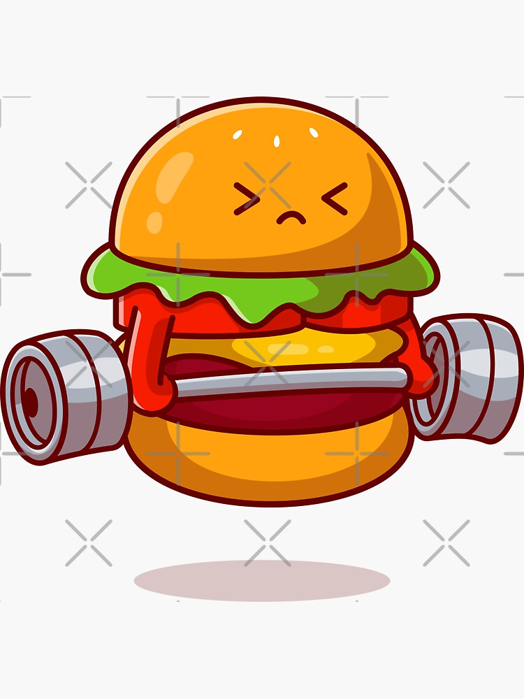 Sticker Hamburger is exploding. Vector illustration 