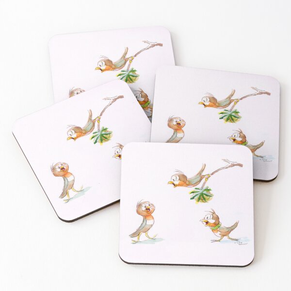 Item preview, Birds in Snow Retro 50s Cartoon Watercolor Style designed and sold by skullislandprod.