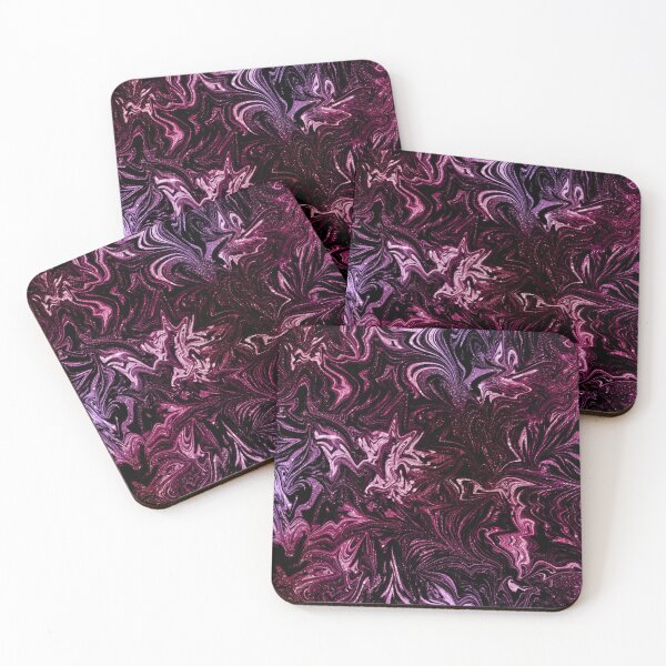 Item preview, Hot Pink and Black Sparkling Abstract Marbled Swirls designed and sold by nimreninmu.