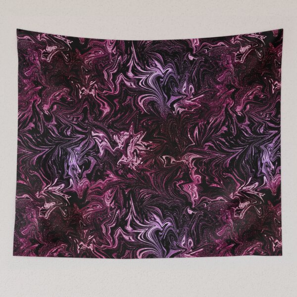 Item preview, Hot Pink and Black Sparkling Abstract Marbled Swirls designed and sold by nimreninmu.