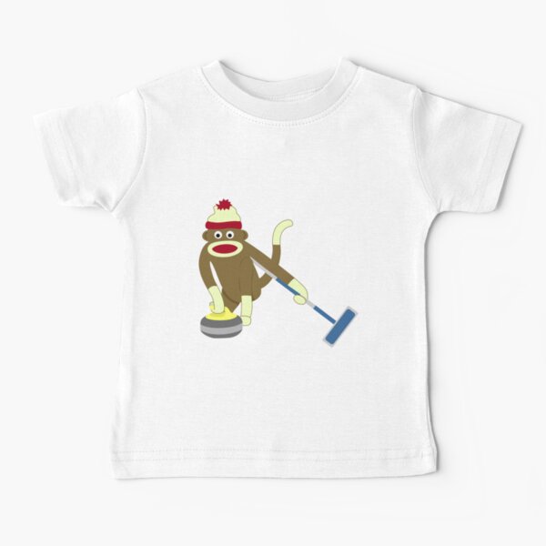 Sock Monkey Curling Baby T-Shirt