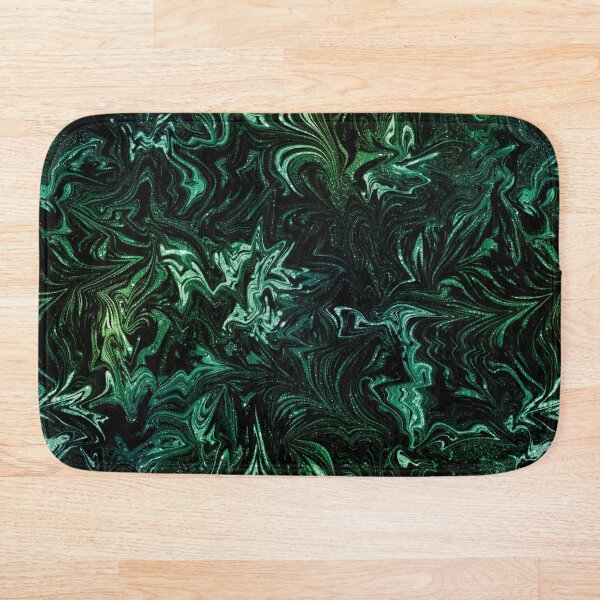Item preview, Green and Black Glinting Abstract Fluid Marble Swirls designed and sold by nimreninmu.