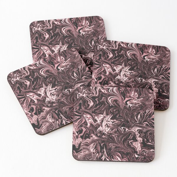 Item preview, Glittery Rose Gold and Black Abstract Marbled Swirls designed and sold by nimreninmu.