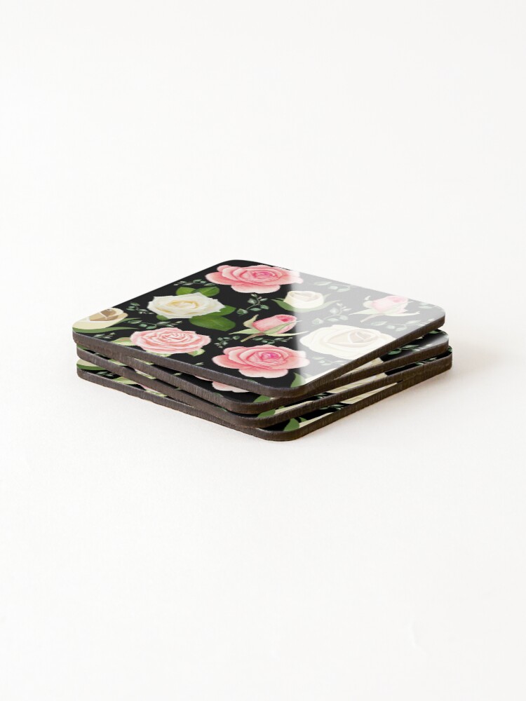 Thumbnail 4 of 5, Coasters (Set of 4), White Roses designed and sold by RedSparkle.