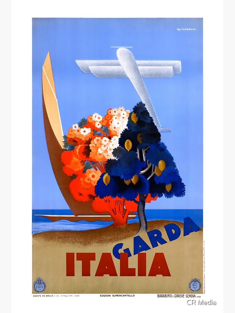 LAGO DI GARDA RIVA TORBOLE SAILBOAT ITALIAN LAKE TRAVEL VINTAGE POSTER REPRO