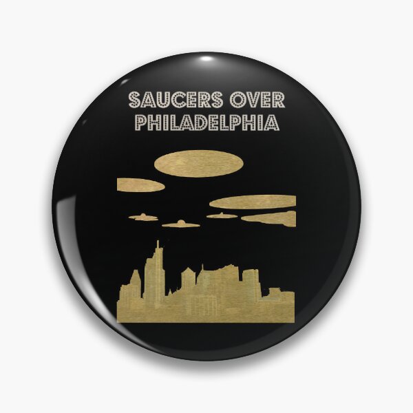 Item preview, Saucers Over Philadelphia, UFOs, Aliens, Philly Skyline  designed and sold by KimberlyDi3227.