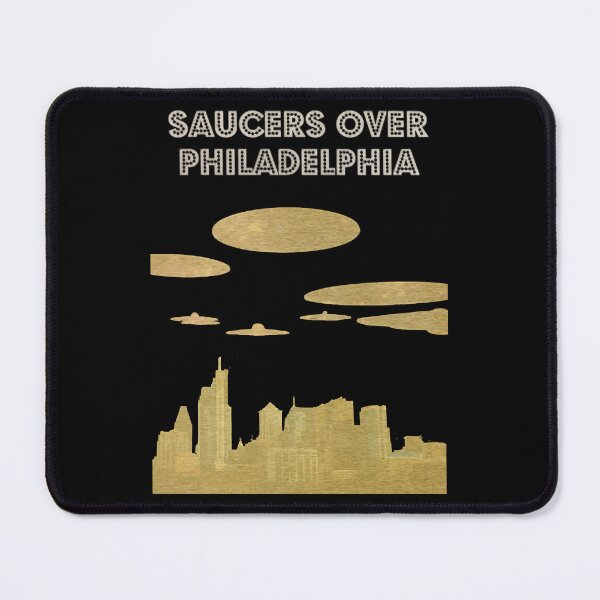 Item preview, Saucers Over Philadelphia, UFOs, Aliens, Philly Skyline designed and sold by KimberlyDi3227.