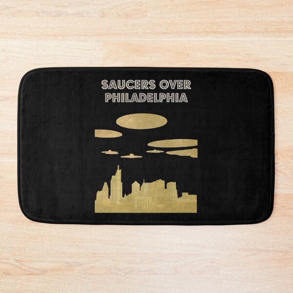 Item preview, Saucers Over Philadelphia, UFOs, Aliens, Philly Skyline  designed and sold by KimberlyDi3227.