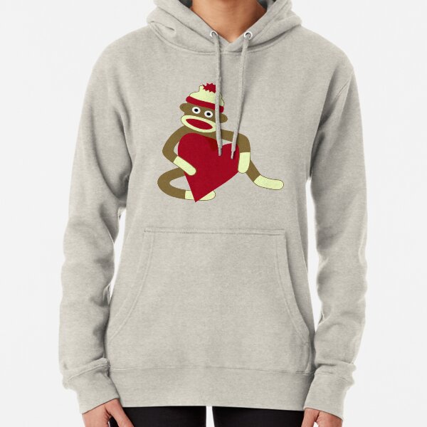 Sock Monkey Heart Pullover Hoodie