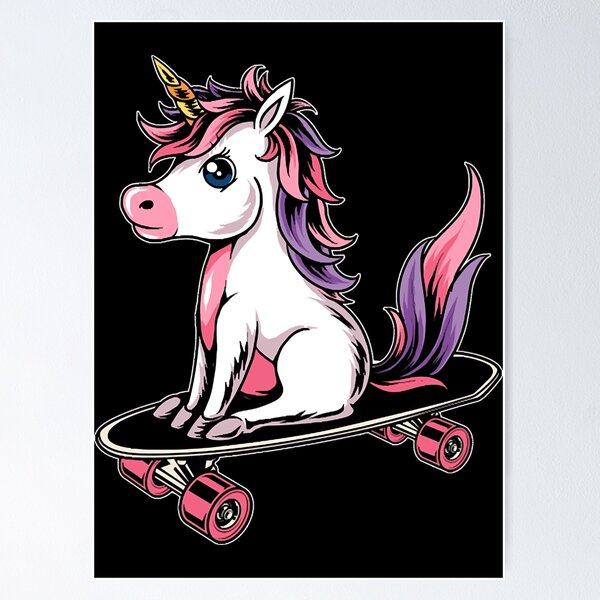 Item preview, Skateboarder Unicorn Girl Woman Cute Skater Skate  designed and sold by BrendaAbbo4819.
