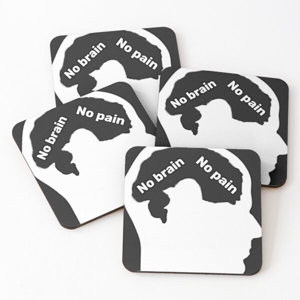 Item preview, an mri-drawn head shot with the inscription "no brain, not pain" instead of brains designed and sold by DanaIrik.