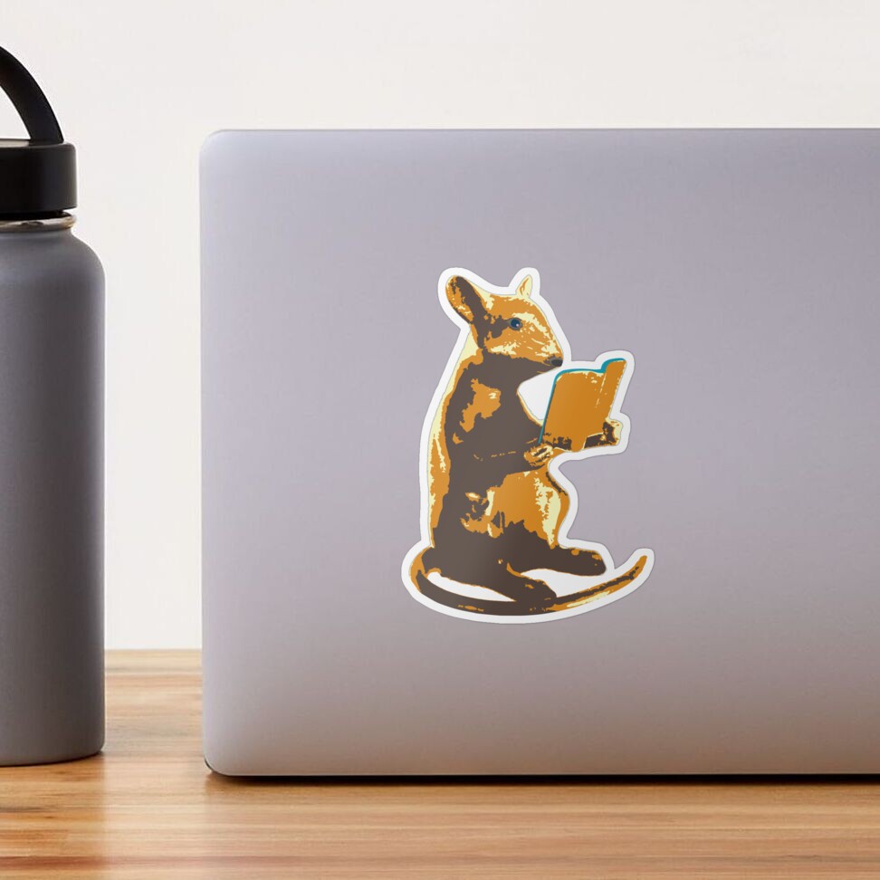 Book Mouse - gold Sticker