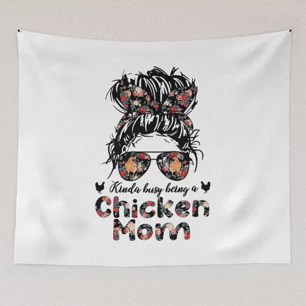Item preview, Kinda Busy Being A Chicken Mom Messy Bun Floral designed and sold by davetmccall.