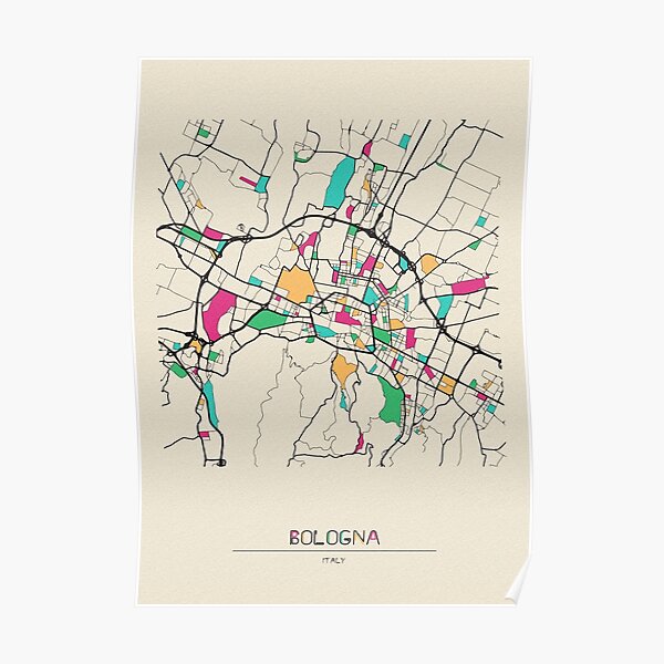 " Bologna, Italy Street Map" Poster for Sale by geekmywall Redbubble