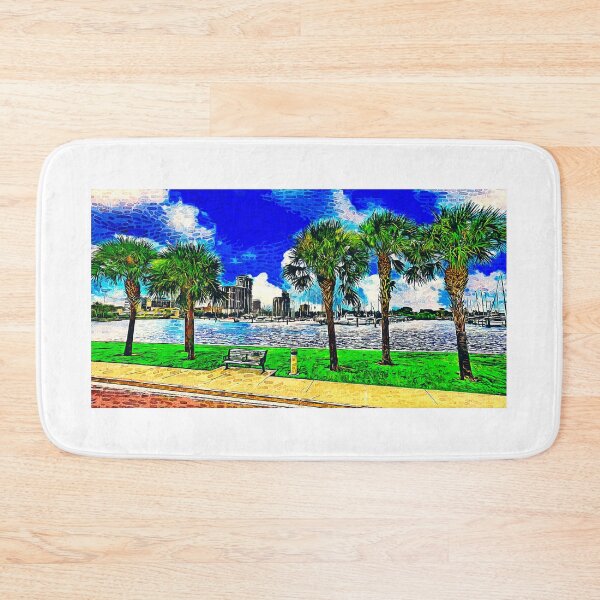 Item preview, South Yacht Basin and downtown St. Petersburg, Florida - impressionist painting designed and sold by NickoPrints.