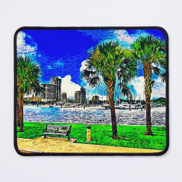 Item preview, South Yacht Basin and downtown St. Petersburg, Florida - impressionist painting designed and sold by NickoPrints.