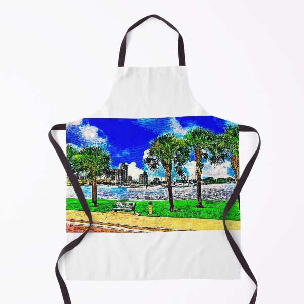 Item preview, South Yacht Basin and downtown St. Petersburg, Florida - impressionist painting designed and sold by NickoPrints.