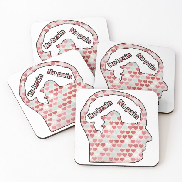 Item preview, an mri-drawn head shot with the inscription "no brain, no pain" instead of brains designed and sold by DanaIrik.