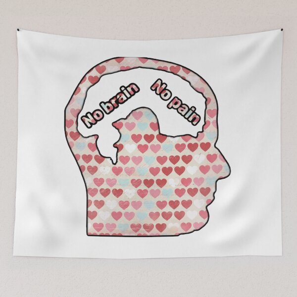 Item preview, an mri-drawn head shot with the inscription "no brain, no pain" instead of brains designed and sold by DanaIrik.