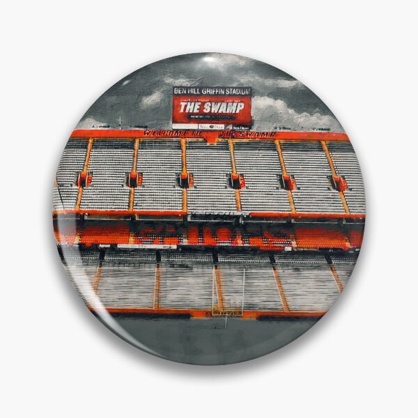 Item preview, Ben Hill Griffin Stadium in black and white with orange isolated designed and sold by NickoPrints.
