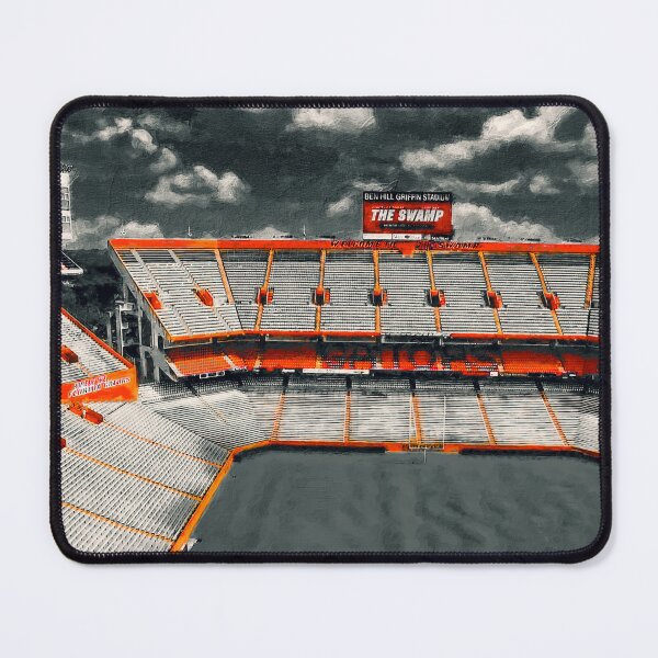 Item preview, Ben Hill Griffin Stadium in black and white with orange isolated designed and sold by NickoPrints.