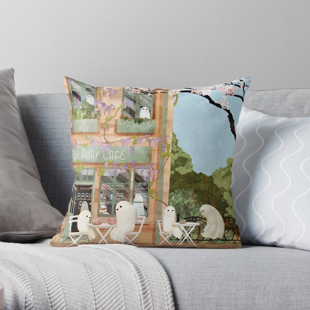 Ghost cafe Throw Pillow