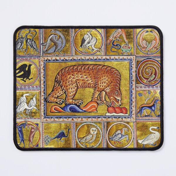 Item preview, MEDIEVAL BESTIARY,BEAR, MYTHICAL ANIMALS IN GOLD RED BLUE COLORS designed and sold by BulganLumini.