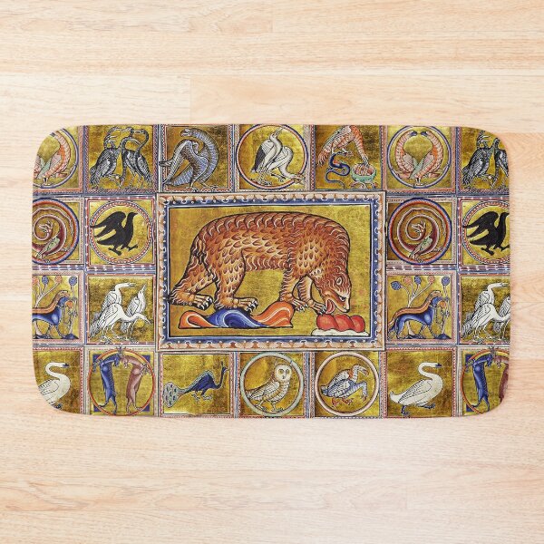 Item preview, MEDIEVAL BESTIARY,BEAR, MYTHICAL ANIMALS IN GOLD RED BLUE COLORS designed and sold by BulganLumini.