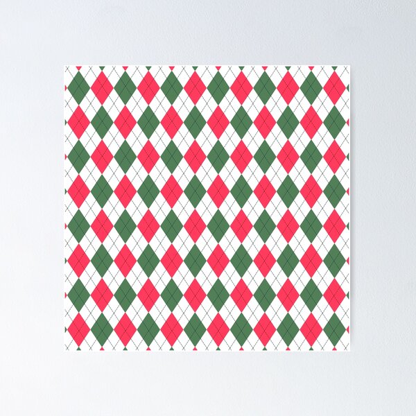 Red, White & Green: Argyle Pattern Poster for Sale by Jared Davies