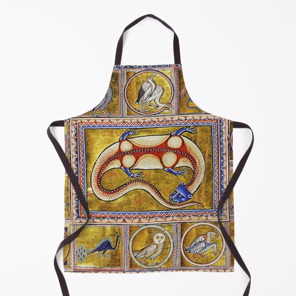 Item preview, MEDIEVAL BESTIARY,SALAMANDER, FANTASTIC ANIMALS IN GOLD RED BLUE COLORS designed and sold by BulganLumini.