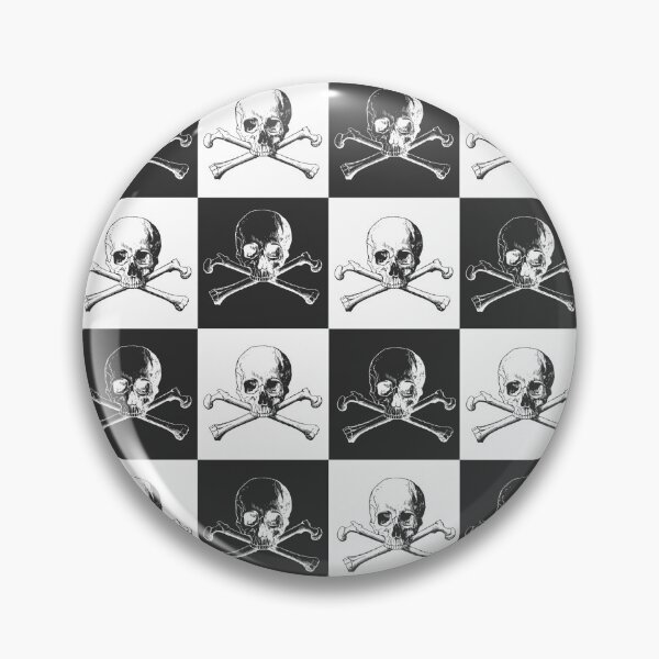 Item preview, Skull and Crossbones Black and White alternating pattern  designed and sold by BearCaveDesigns.