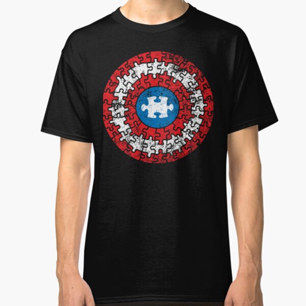 Autism Awareness Captain Autism Puzzle Shield Classic T-Shirt