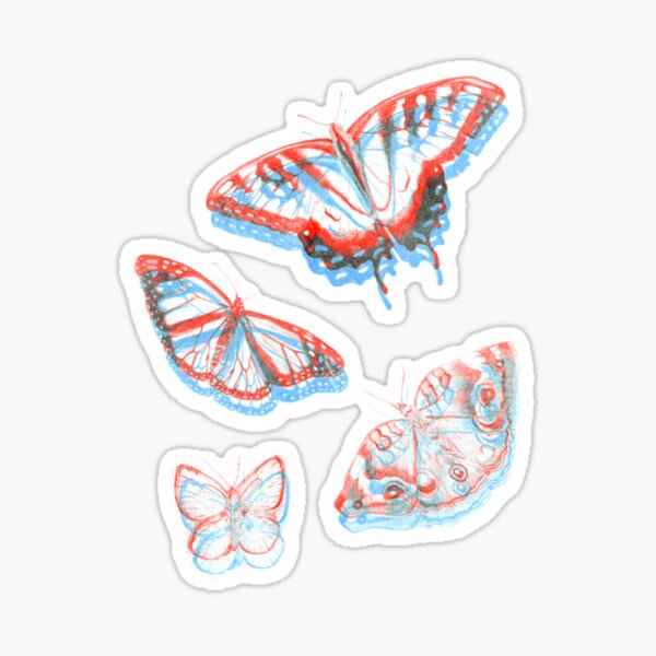 3 Butterflies Stickers Redbubble - kaleidoscope of butterflies roblox