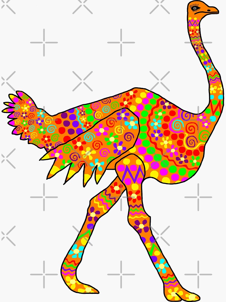 "Orange Ostrich The Zany Zoo" Sticker for Sale by gbbarabas Redbubble