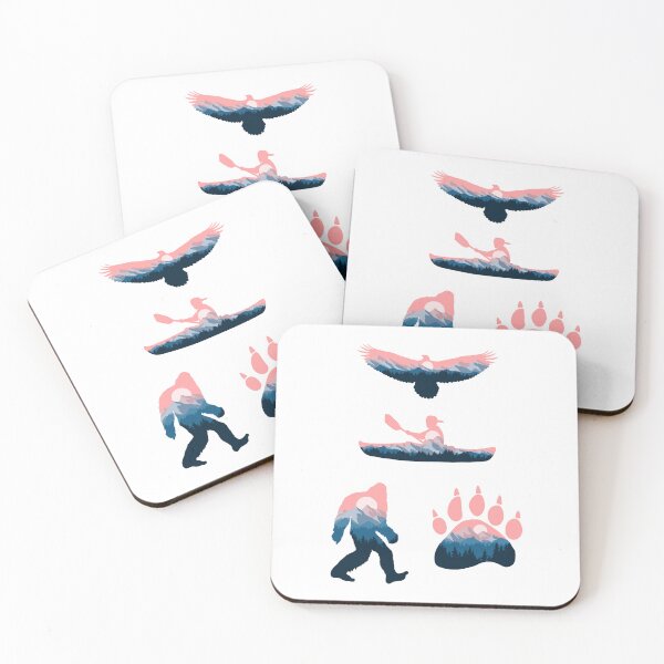 Item preview, Nature and mountain icons, big foot, eagle, kayak, bear footprint, mountain designed and sold by landscapeworlds.