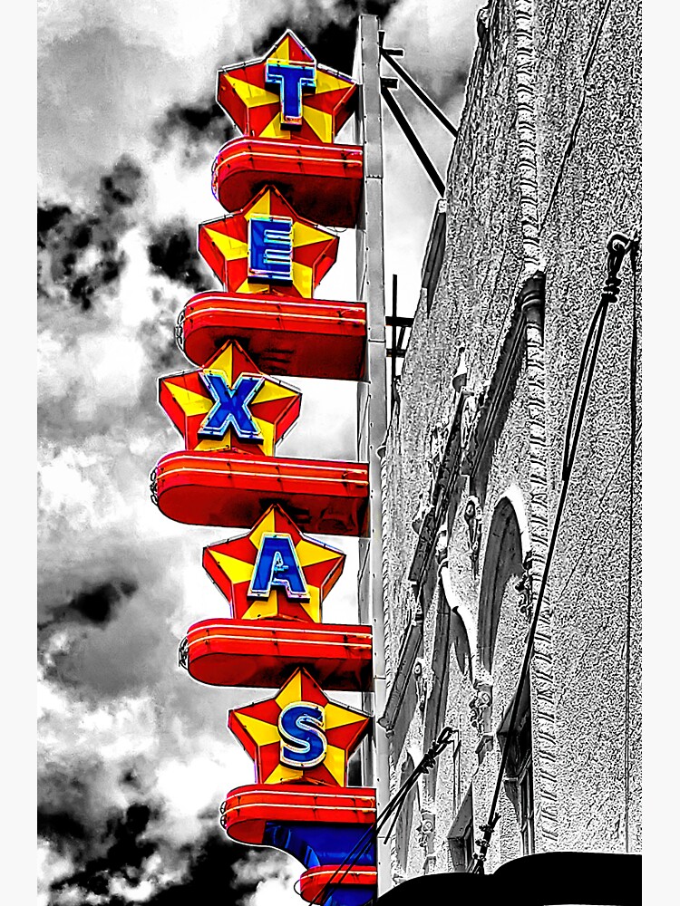 Thumbnail 3 of 3, Sticker, Texas Theatre Marquee Selective Color designed and sold by Warren Paul Harris.
