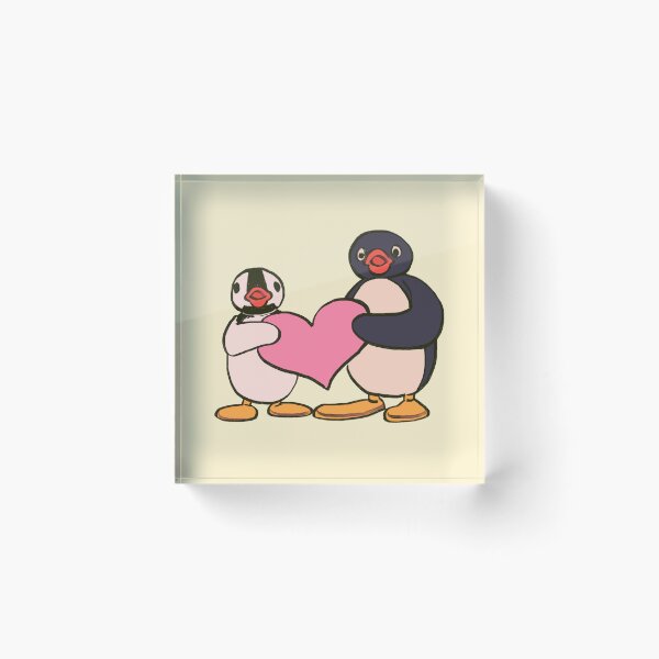 Item preview, I draw pingu and pinga penguins holding a pink heart designed and sold by RansRoom.