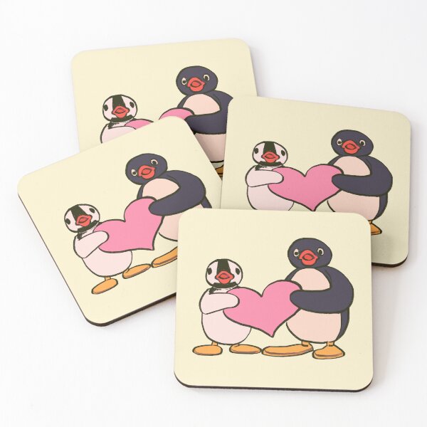 Item preview, I draw pingu and pinga penguins holding a pink heart designed and sold by RansRoom.
